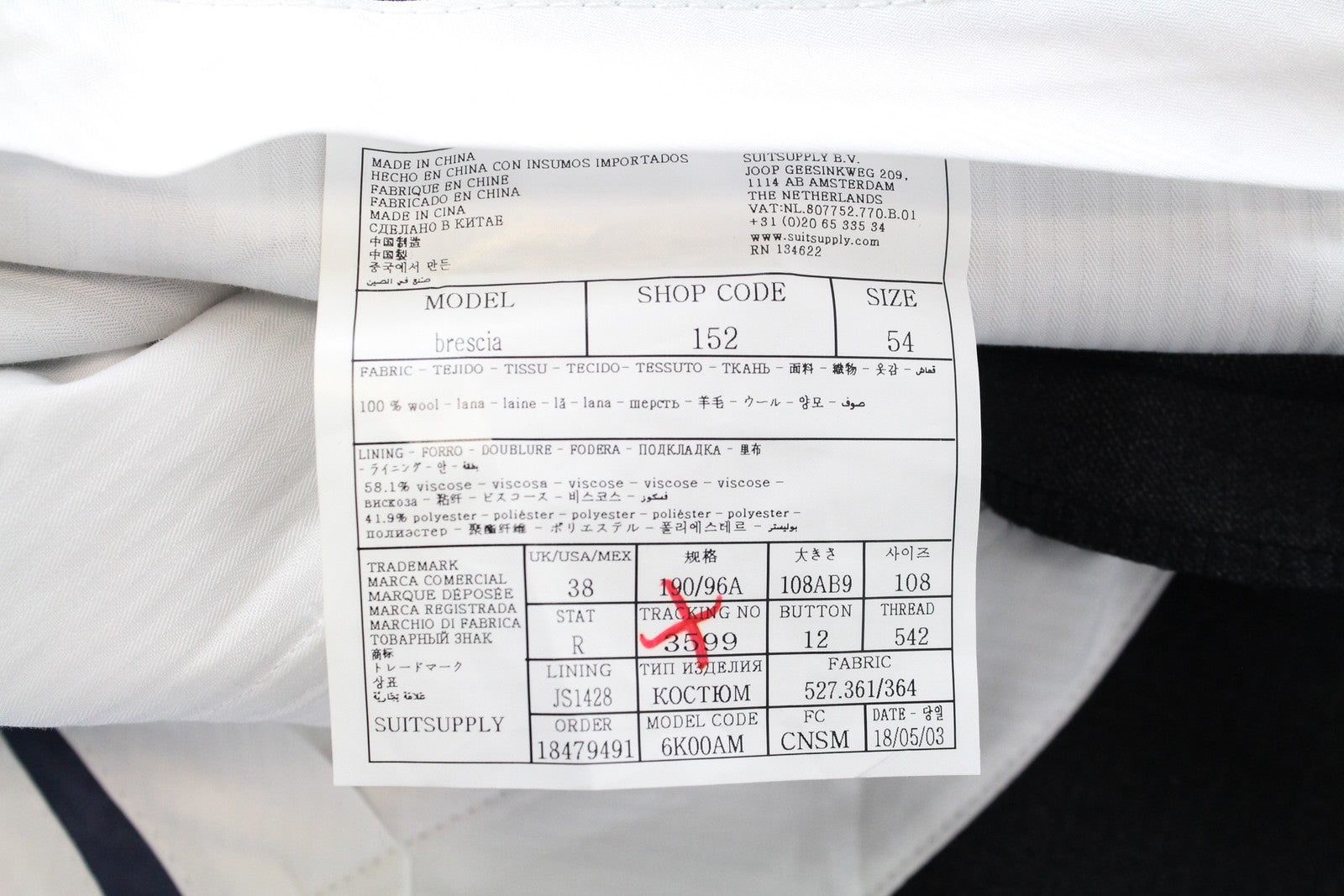 SUITSUPPLY Men's Wool Pants UK38R Dark Grey Lined Pleated Style