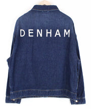 DENHAM XL Trucker Jacket Women Blue Washed Cotton Logo Embroidered Denim