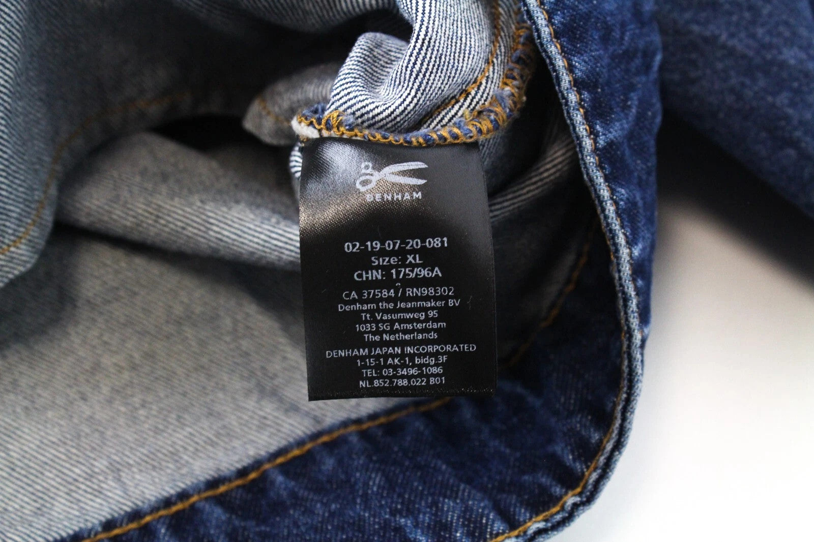 DENHAM XL Trucker Jacket Women Blue Washed Cotton Logo Embroidered Denim