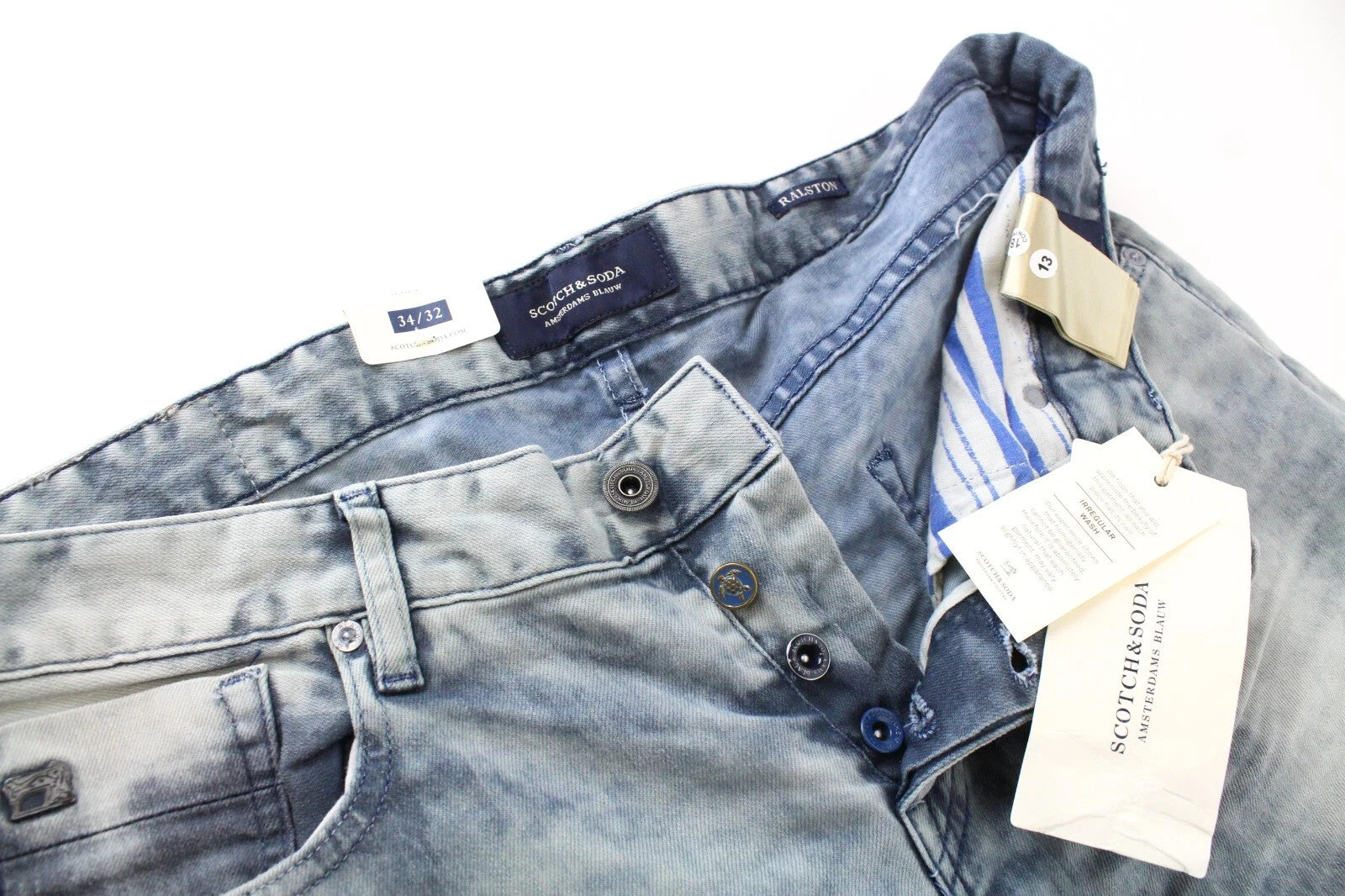 SCOTCH & SODA Ralston Blue Jeans W34/L32 Men 5-Pocket Washed Slim Stretch