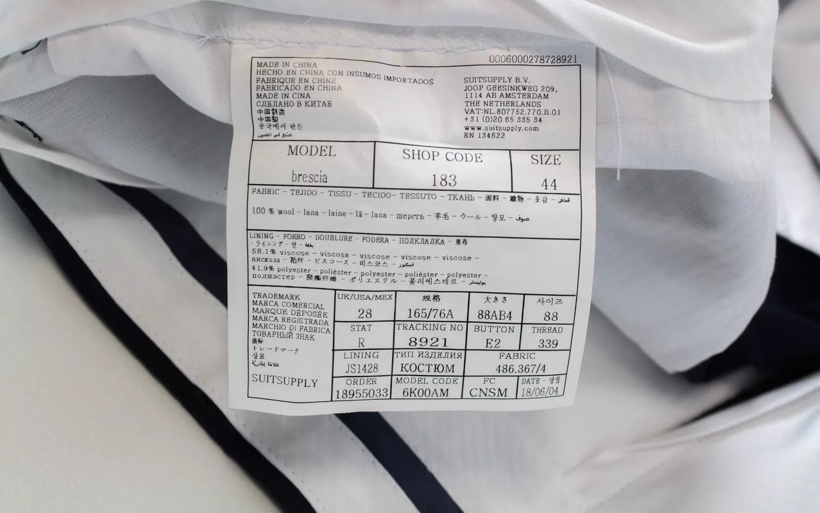 SUITSUPPLY Brescia Blue Wool Pants UK28R Men Formal Fit Pleated Lined