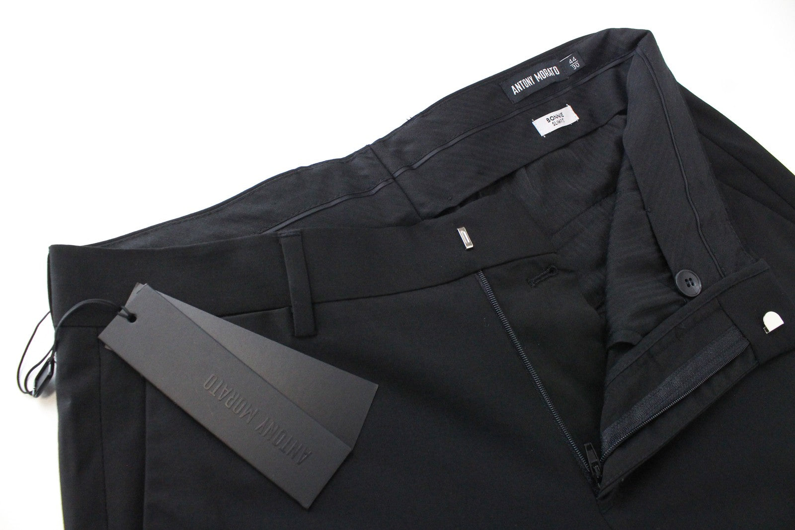 ANTONY MORATO Bonnie Black Men's Wool Trousers 44/30 Slim Pleated Tailored