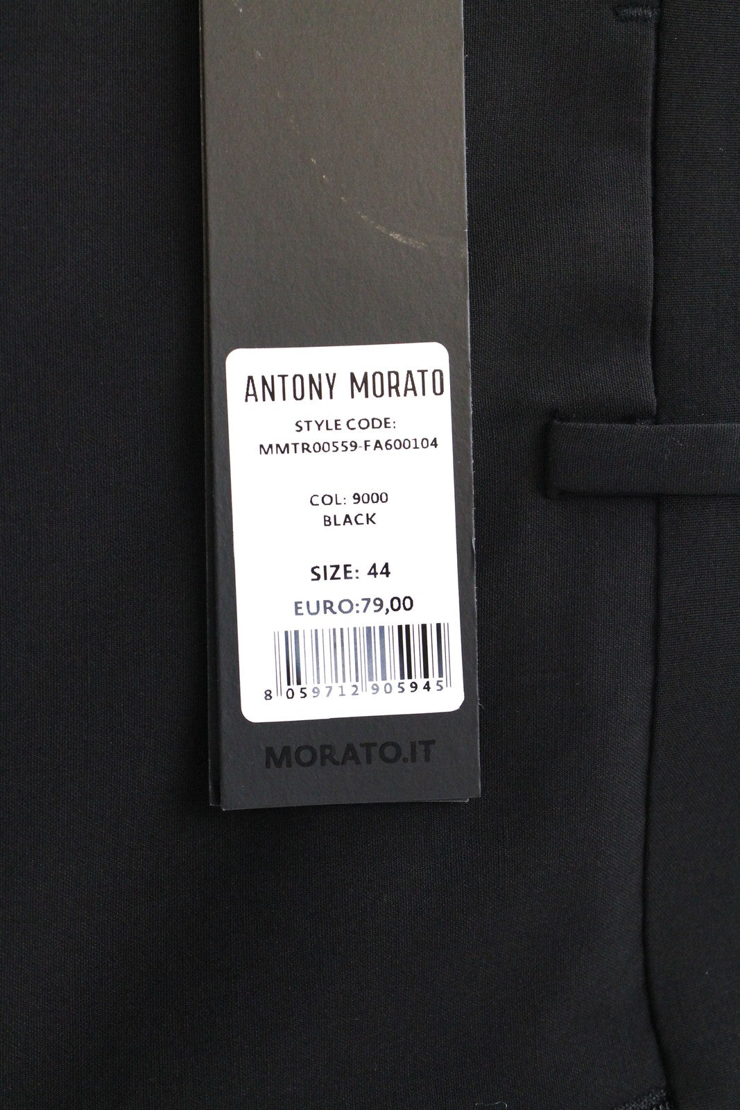 ANTONY MORATO Bonnie Black Men's Wool Trousers 44/30 Slim Pleated Tailored