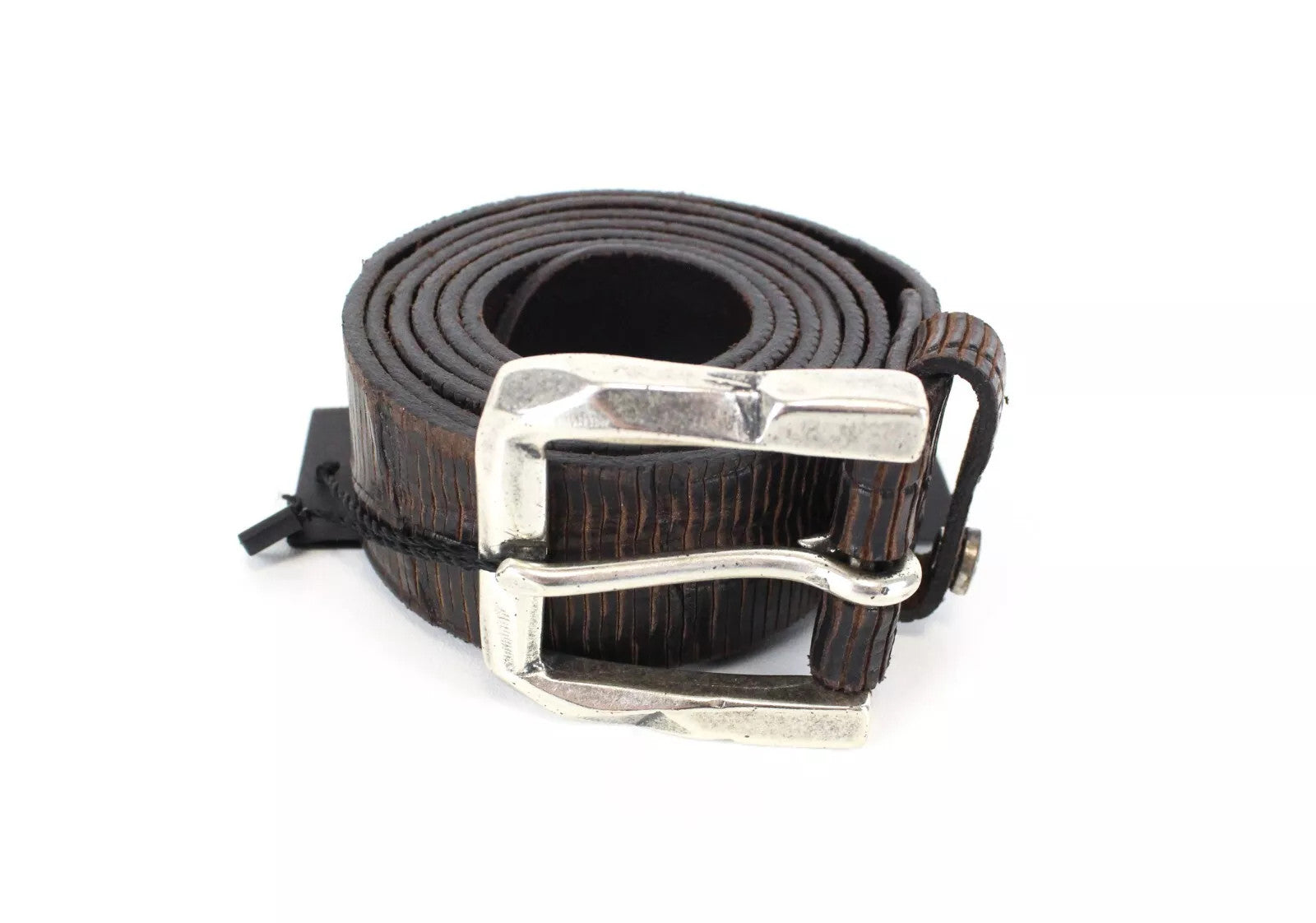 REPLAY Leather Belt 105cm Men Brown Cowhide Pattern Metal Buckle