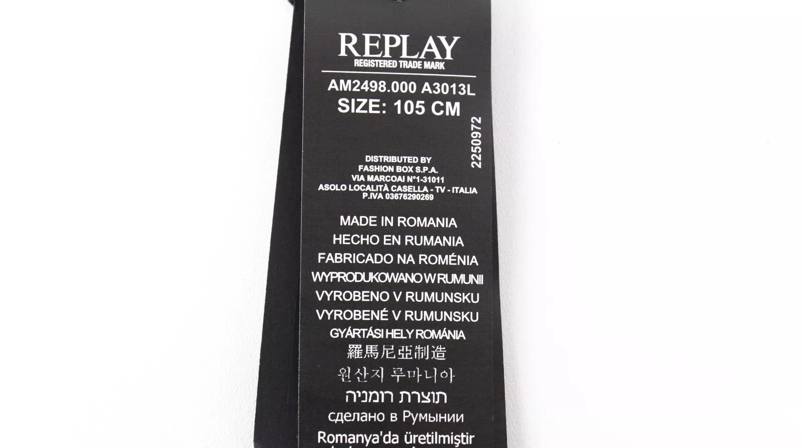 REPLAY Leather Belt 105cm Men Brown Cowhide Pattern Metal Buckle