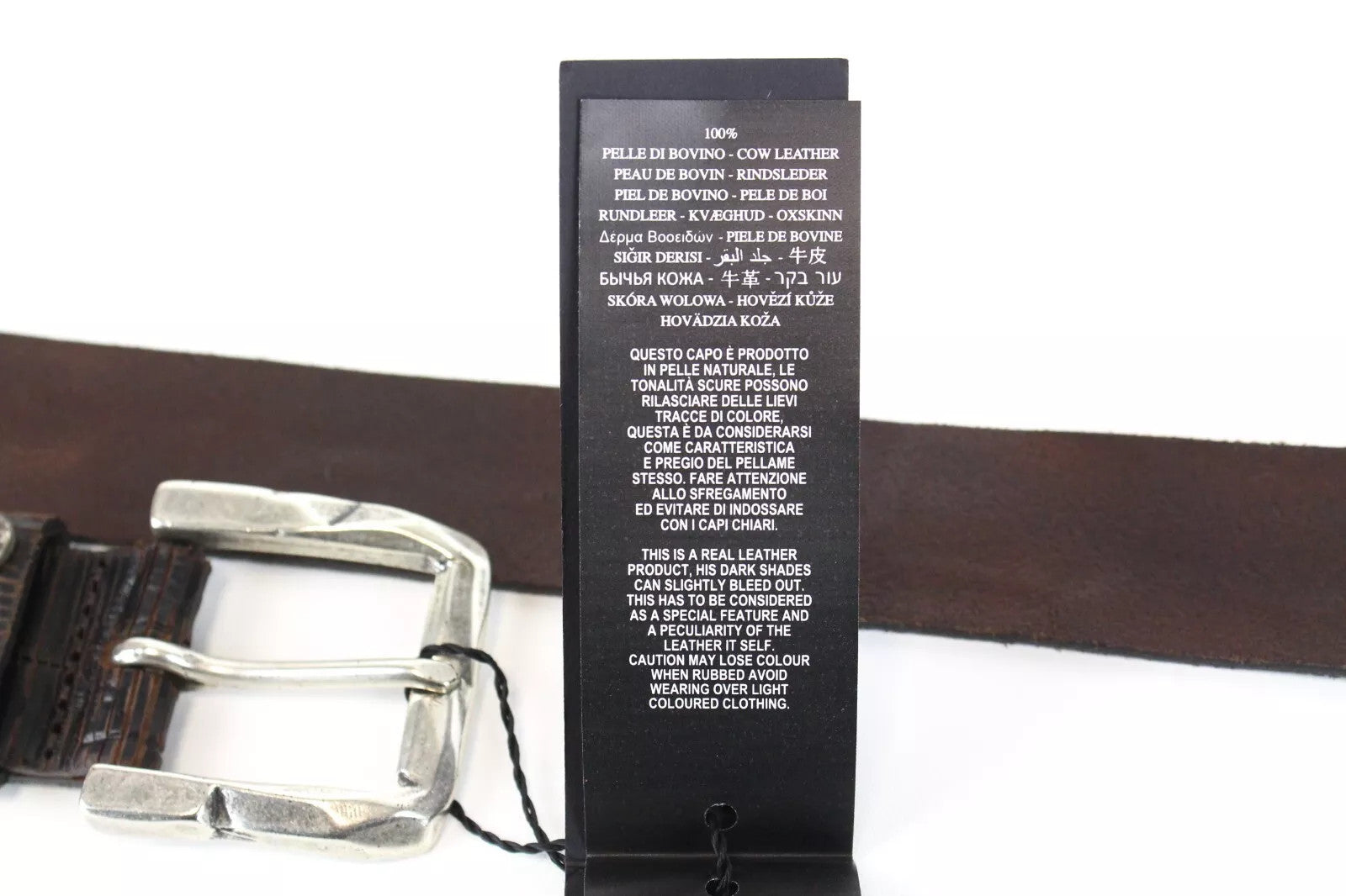 REPLAY Leather Belt 105cm Men Brown Cowhide Pattern Metal Buckle