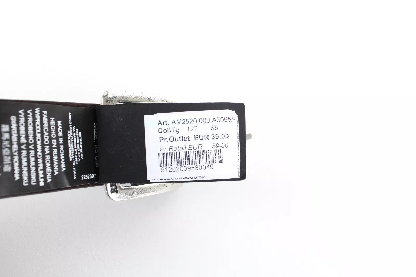 REPLAY 85cm Men Belt Genuine Leather Brown Pattern Square Buckle