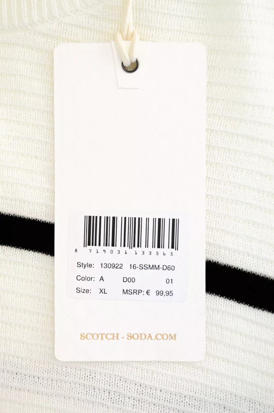 SCOTCH & SODA XL Men Jumper Off-White Knit Ams Couture Striped Sweater