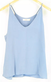 SUISTUDIO Jules Blouse UK10 Women  Blue Silk  Lightweight V-Neck Strap Detail