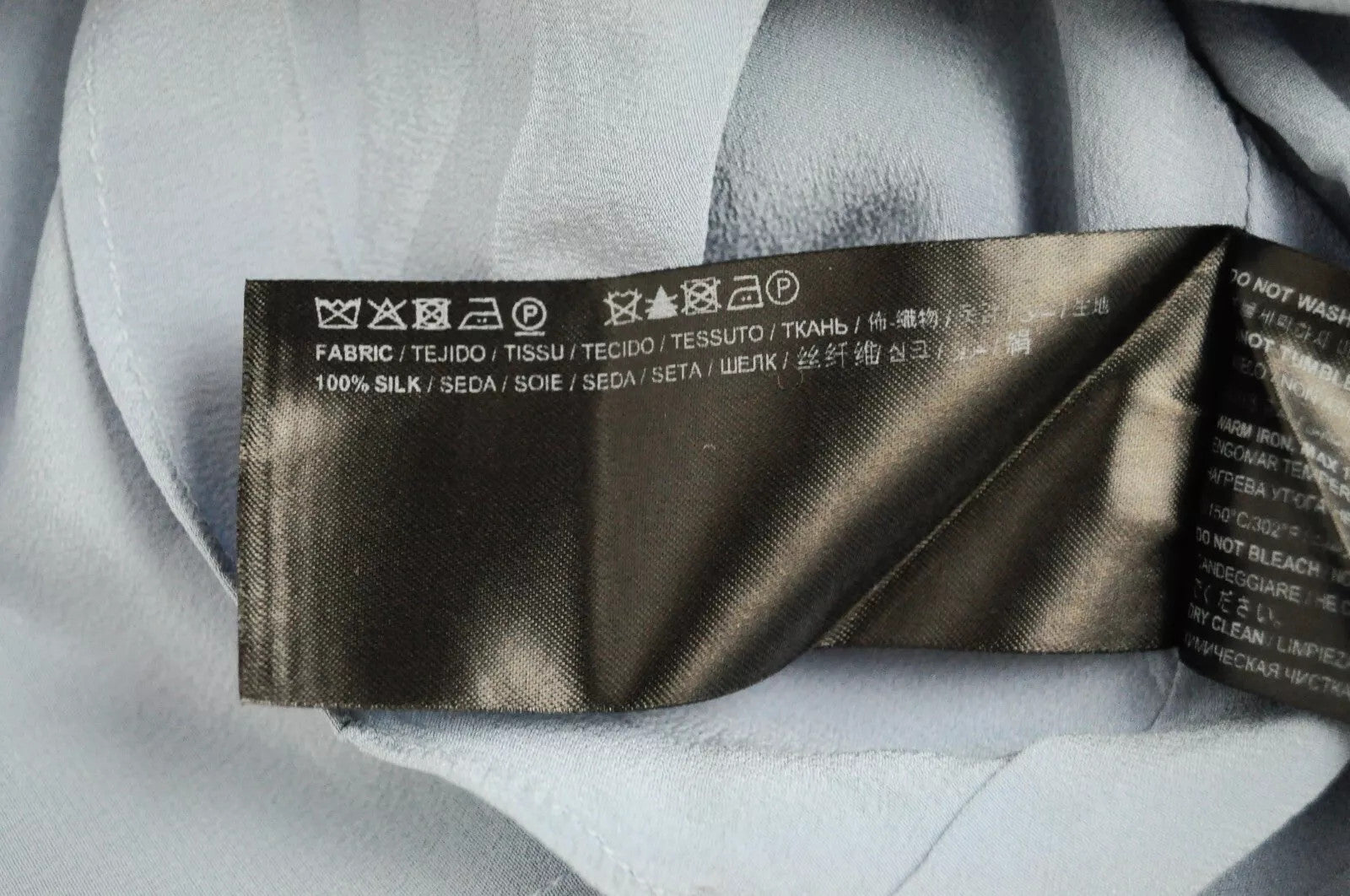 SUISTUDIO Jules Blouse UK10 Women  Blue Silk  Lightweight V-Neck Strap Detail