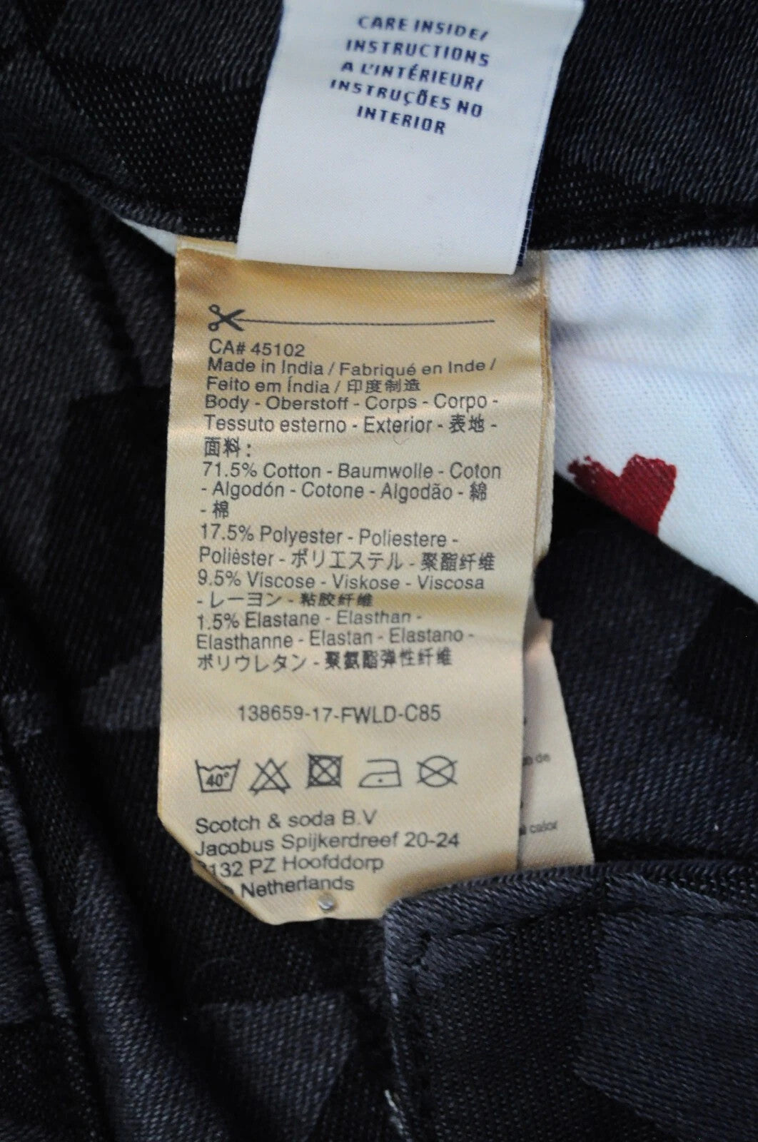 SCOTCH & SODA Women Skinny Jeans W27/L32 Black Stretch Pattern Denim