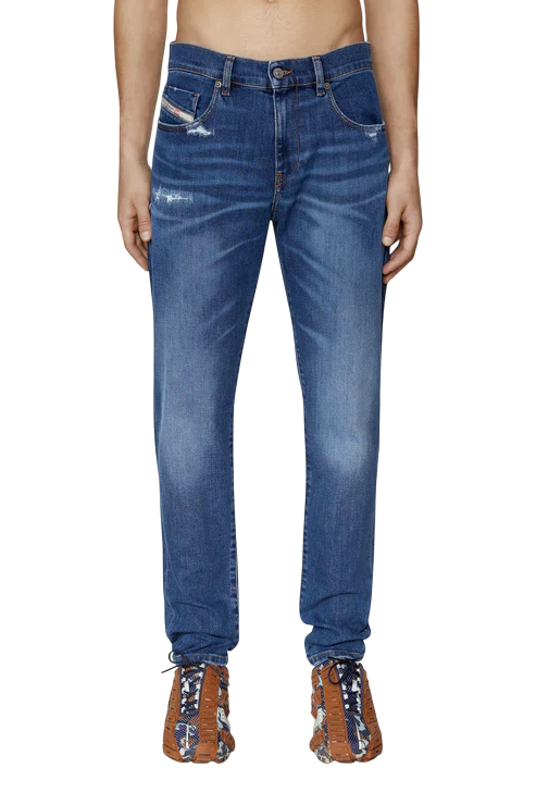 DIESEL 2019 D-Strukt 09E07 Men Jeans W31/L34 Slim Fit Mid Waist Distress Washed