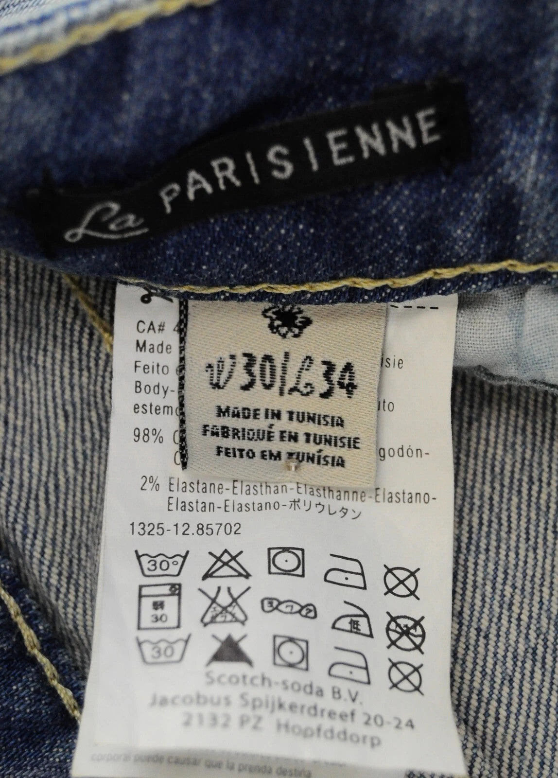 MAISON SCOTCH W30/L34 Women Ripped Blue Slim Jeans Cotton Washed Stretch