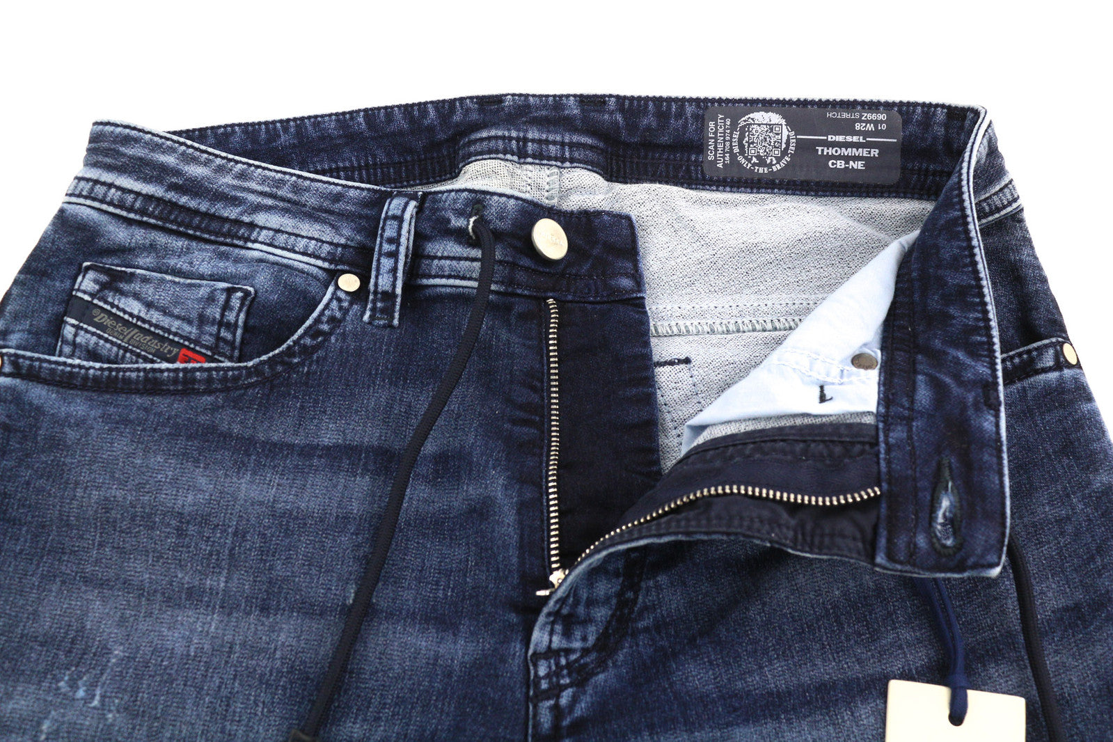 DIESEL Thommer CB-NE 0699Z Men Jeans W28 Jogg Sweat Stretch Ripped Washed Blue