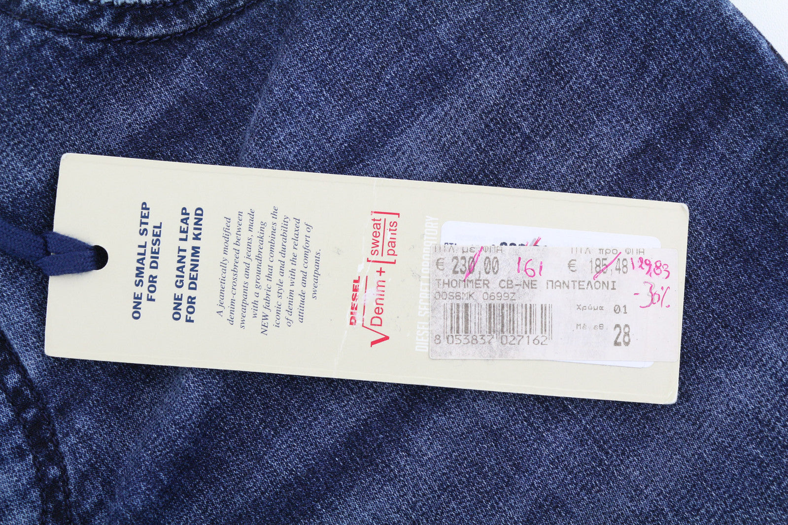 DIESEL Thommer CB-NE 0699Z Men Jeans W28 Jogg Sweat Stretch Ripped Washed Blue