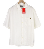 DIESEL S-Umbe-Sslab Men Shirt 2XL White Linen Short Sleeve Spread Neck RRP€150