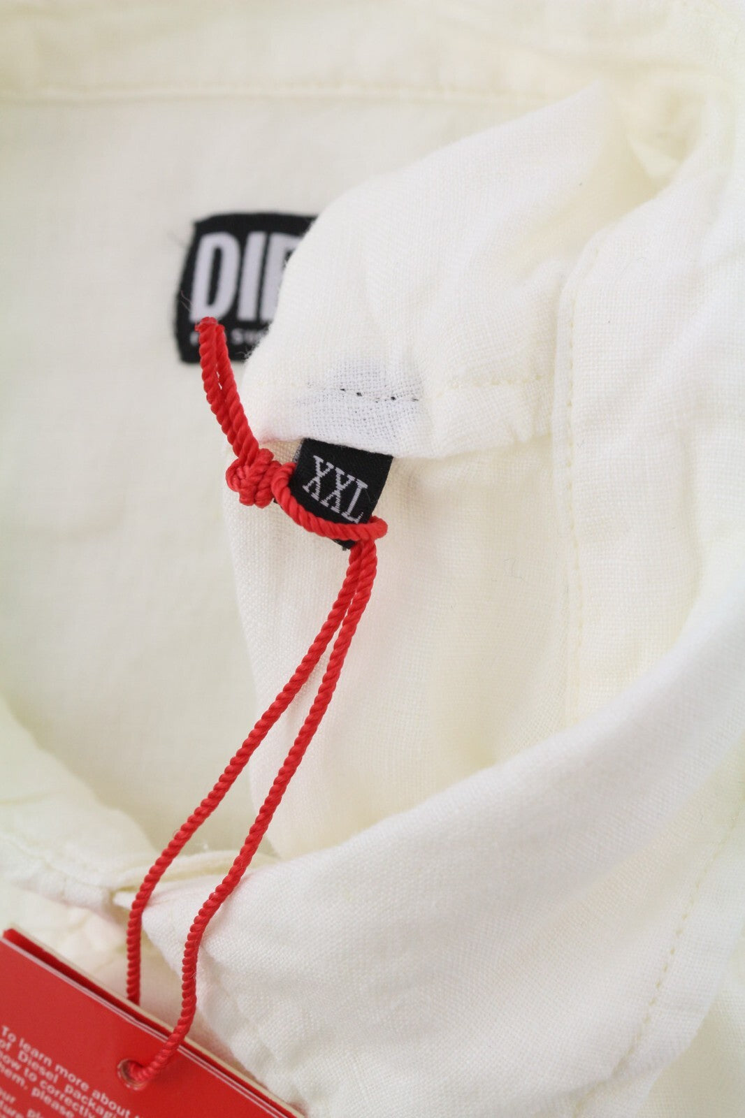 DIESEL S-Umbe-Sslab Men Shirt 2XL White Linen Short Sleeve Spread Neck RRP€150