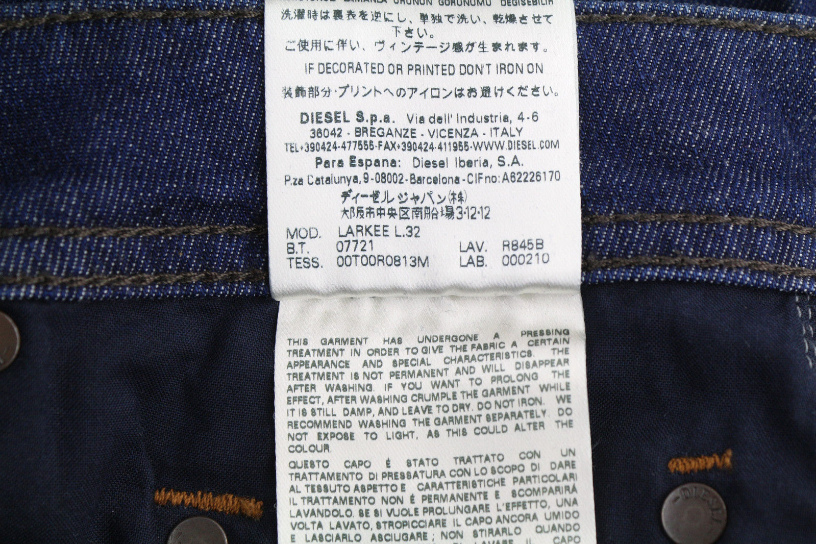 DIESEL Larkee R845B Men Jeans W28/L32 Regular Straight Stretch Washed Blue Denim