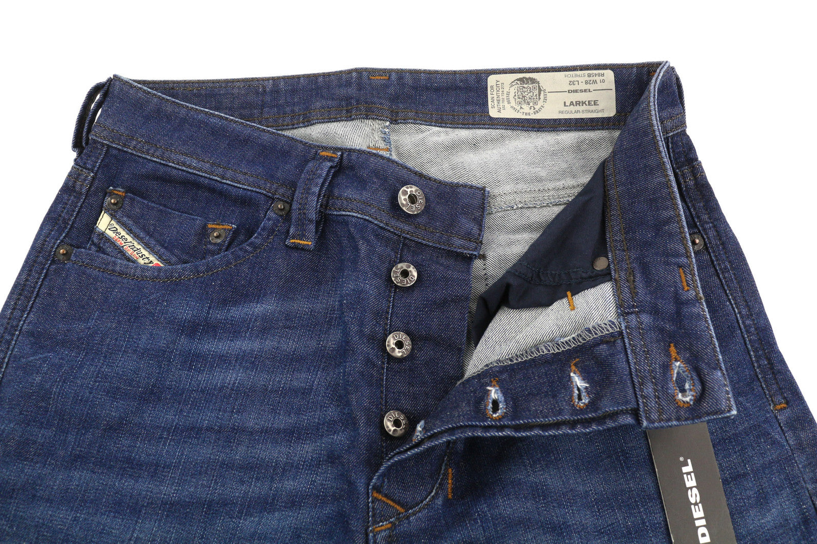 DIESEL Larkee R845B Men Jeans W28/L32 Regular Straight Stretch Washed Blue Denim