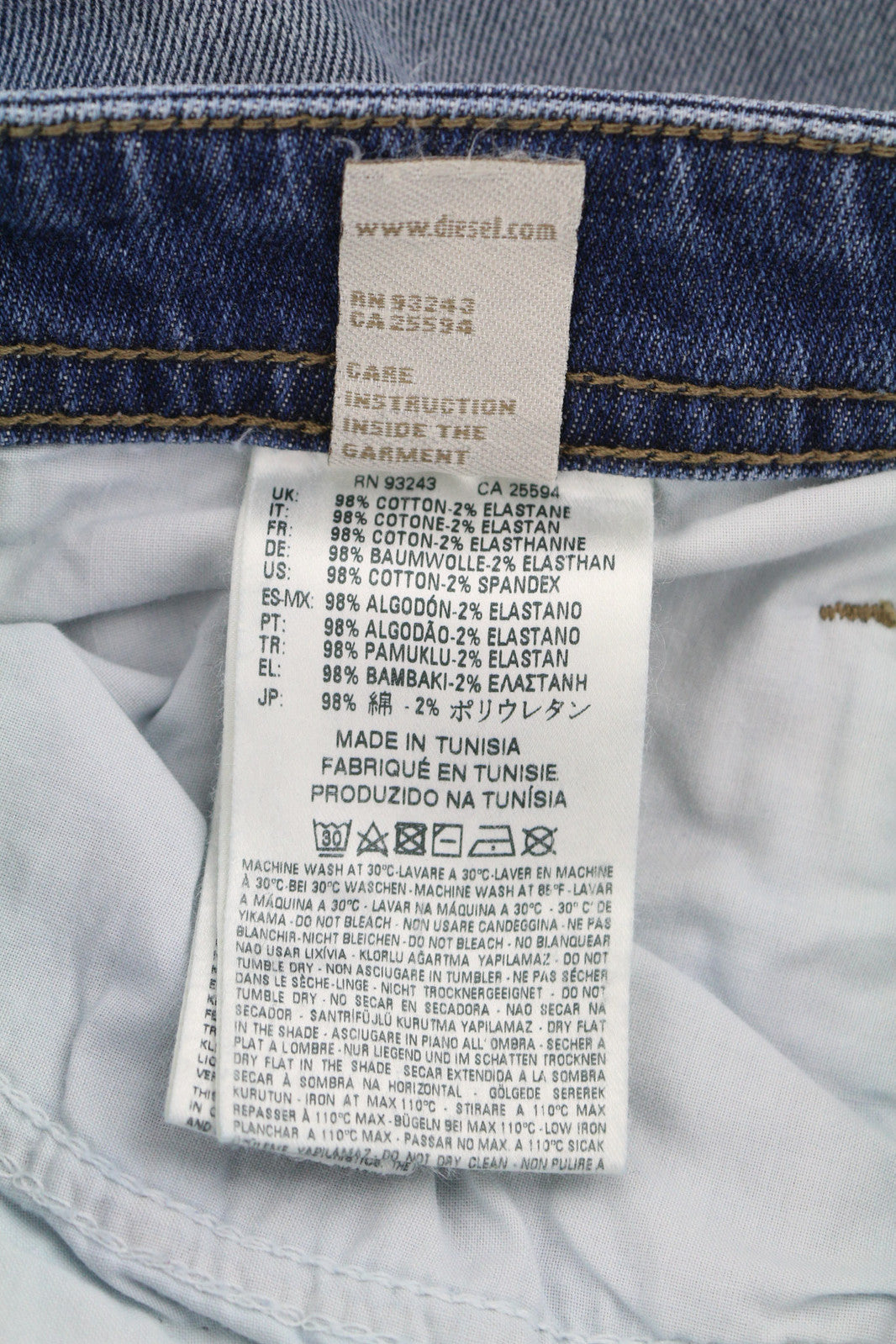 DIESEL Buster 0853P Men Jeans W27/L30 Regular Slim Tapered Stretch Washed Blue