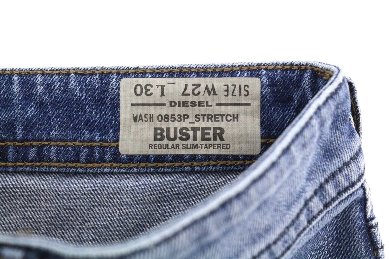 DIESEL Buster 0853P Men Jeans W27/L30 Regular Slim Tapered Stretch Washed Blue