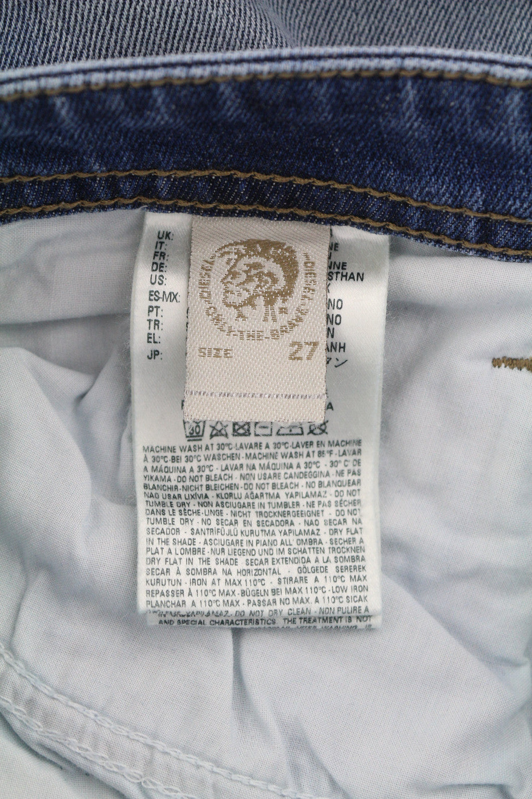 DIESEL Buster 0853P Men Jeans W27/L30 Regular Slim Tapered Stretch Washed Blue