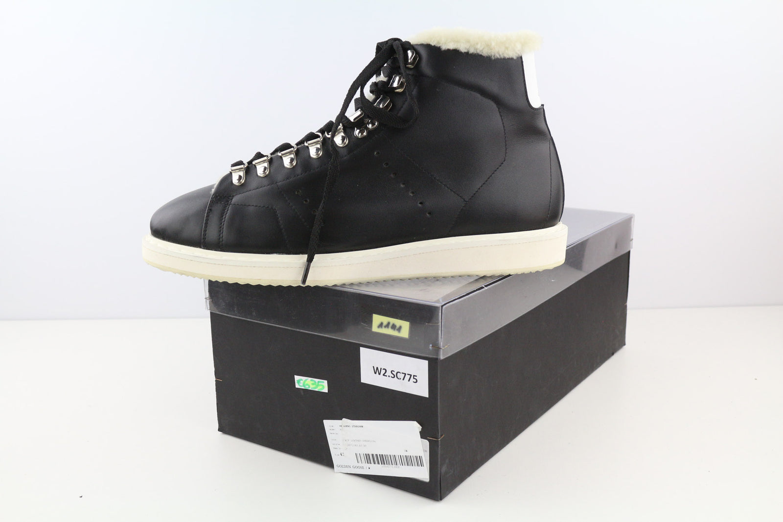 GOLDEN GOOSE GGDB/Stargame Men Sneakers EU43 UK9 Black Leather Ankle Top Winter
