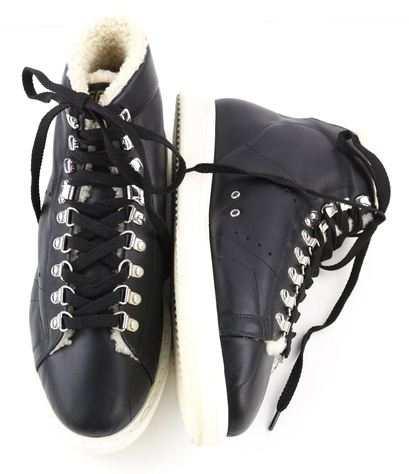 GOLDEN GOOSE GGDB/Stargame Men Sneakers EU43 UK9 Black Leather Ankle Top Winter