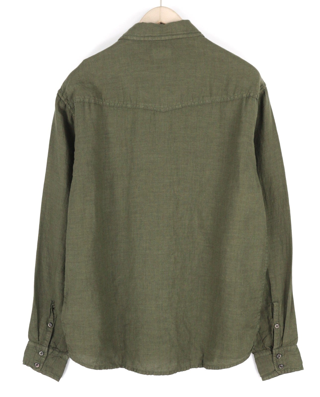 DIESEL S-East-Long-Lin Men Shirt L Olive Green Linen Spread Collar RRP€175