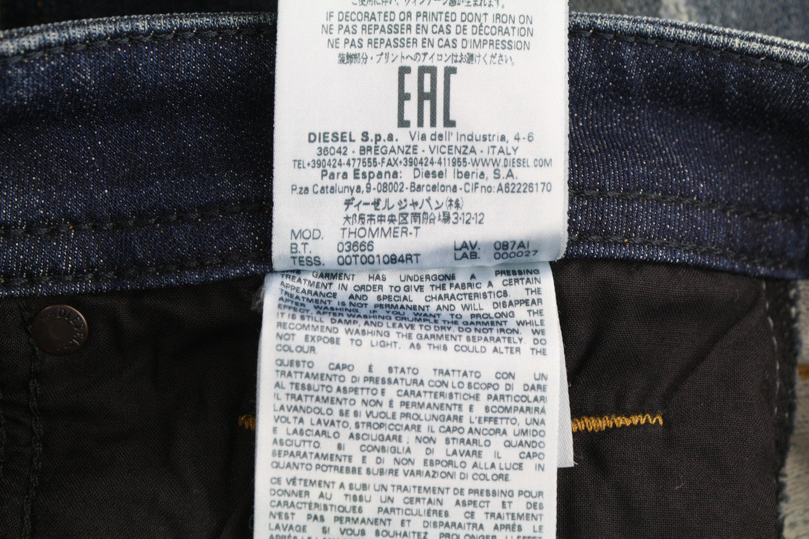 DIESEL Thommer-T 087AI Men Jeans W27 Jogg Sweat Stretch Distress Ripped Washed