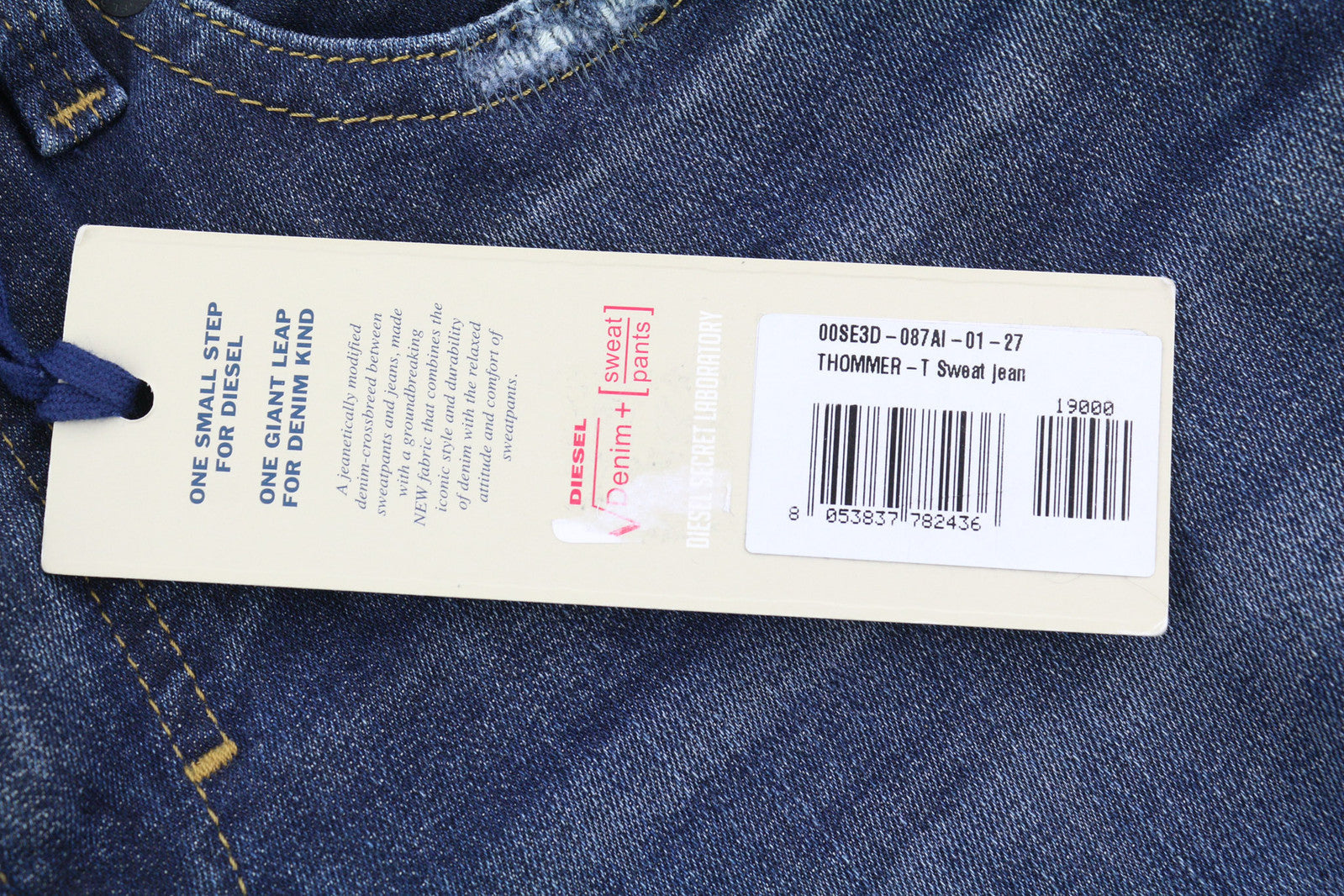 DIESEL Thommer-T 087AI Men Jeans W27 Jogg Sweat Stretch Distress Ripped Washed