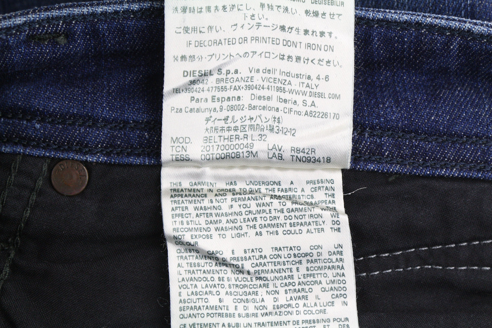 DIESEL Belther-R R842R Men Jeans W28/L32 Regular Slim Tapered Stretch Washed