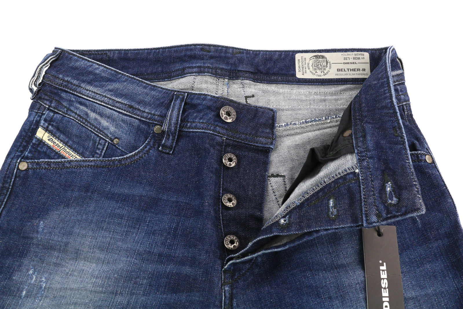 DIESEL Belther-R R842R Men Jeans W28/L32 Regular Slim Tapered Stretch Washed