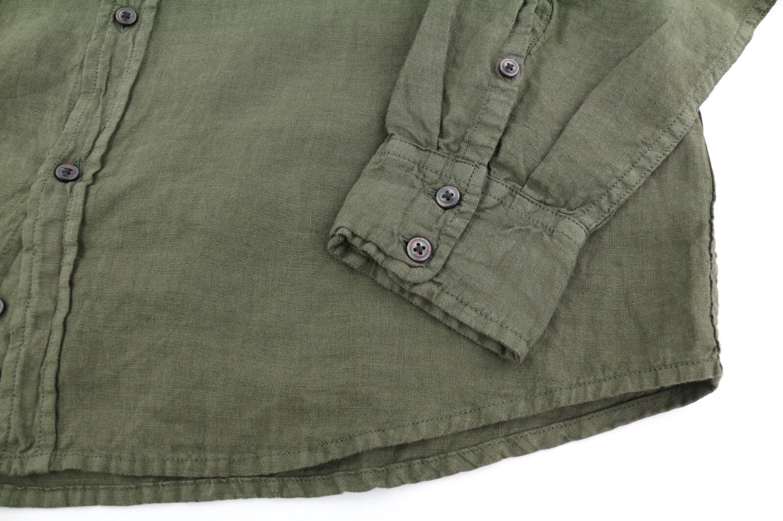 DIESEL S-East-Long-Lin Men Shirt 2XL Olive Green Linen Buttoned RRP€175