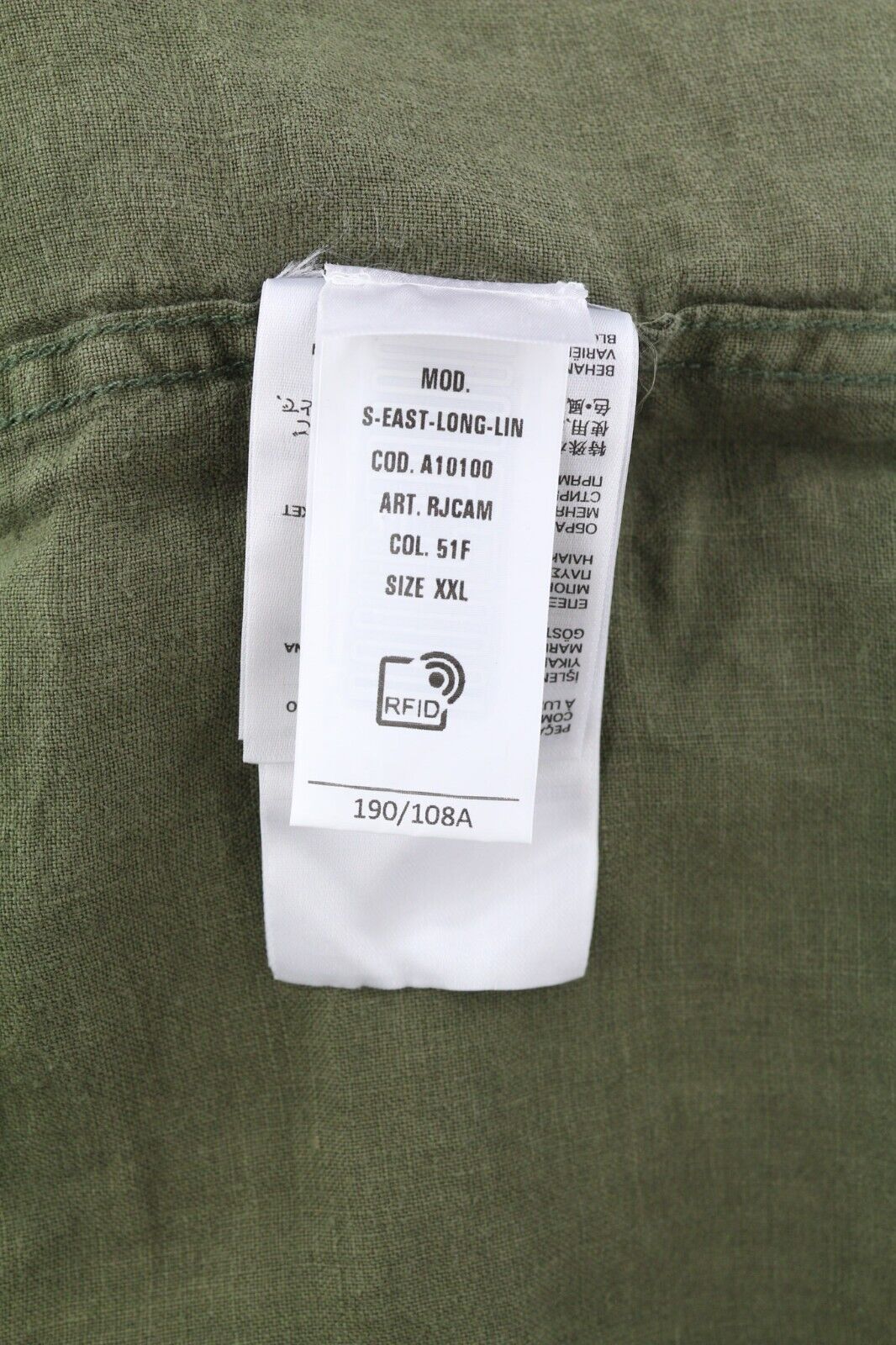 DIESEL S-East-Long-Lin Men Shirt 2XL Olive Green Linen Buttoned RRP€175