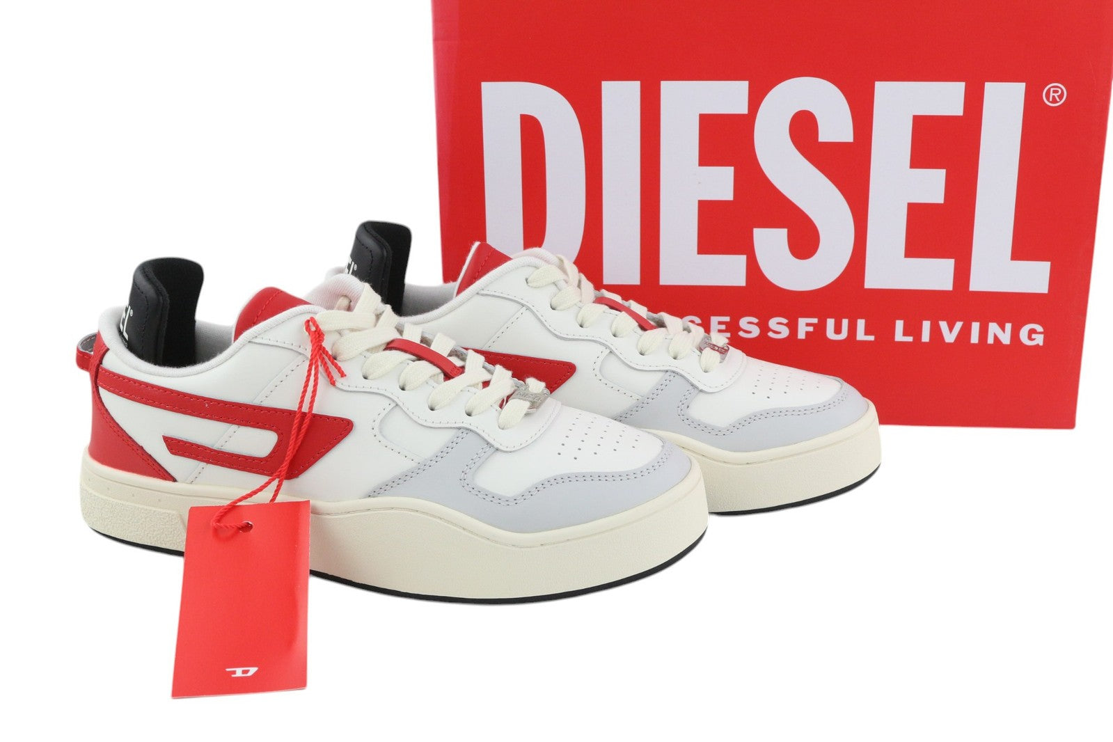 DIESEL S-Ukiyo Low Men Sneakers EU42 Light Cow Leather Lace Up RRP€195 Trainers