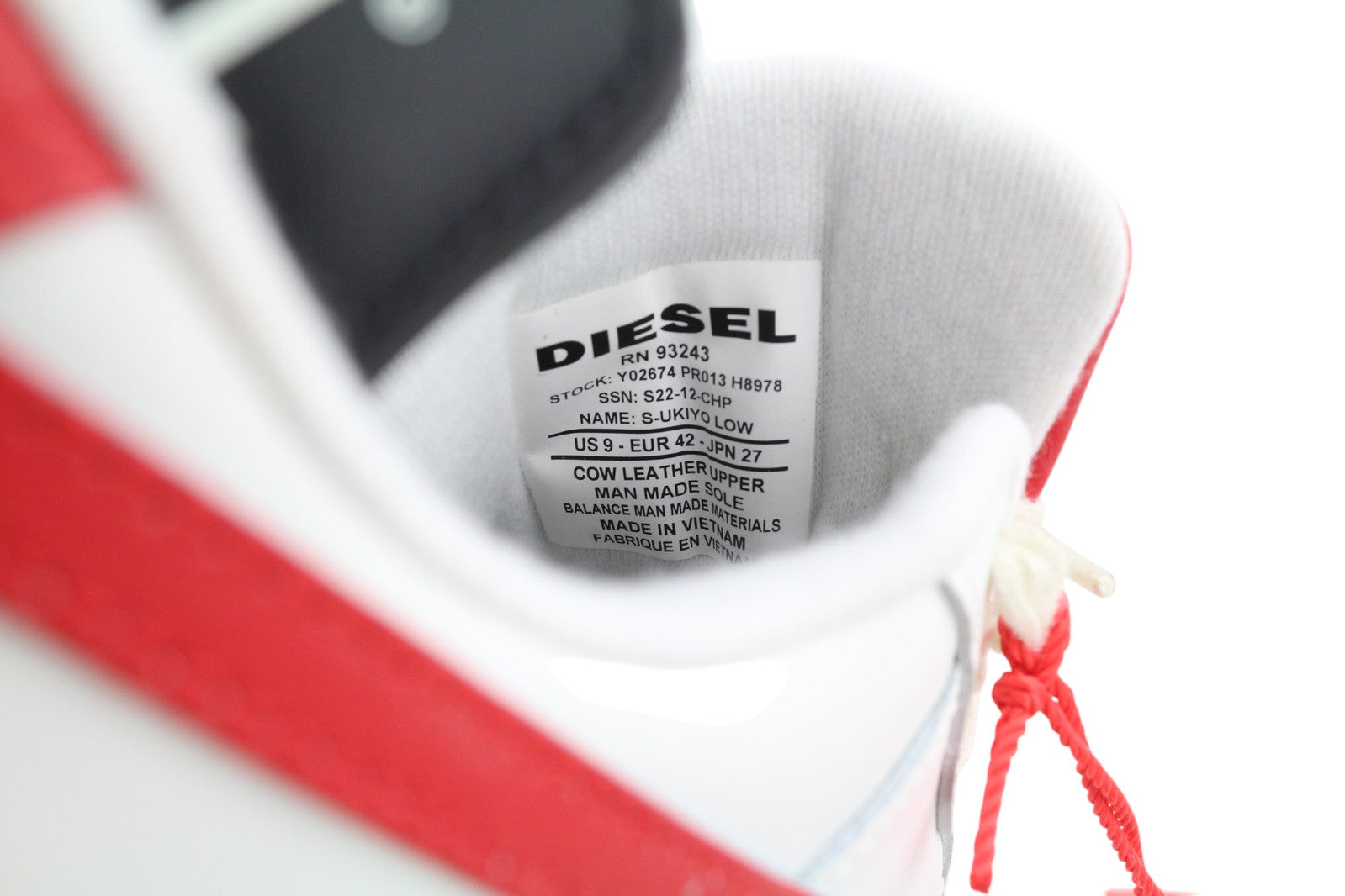 DIESEL S-Ukiyo Low Men Sneakers EU42 Light Cow Leather Lace Up RRP€195 Trainers