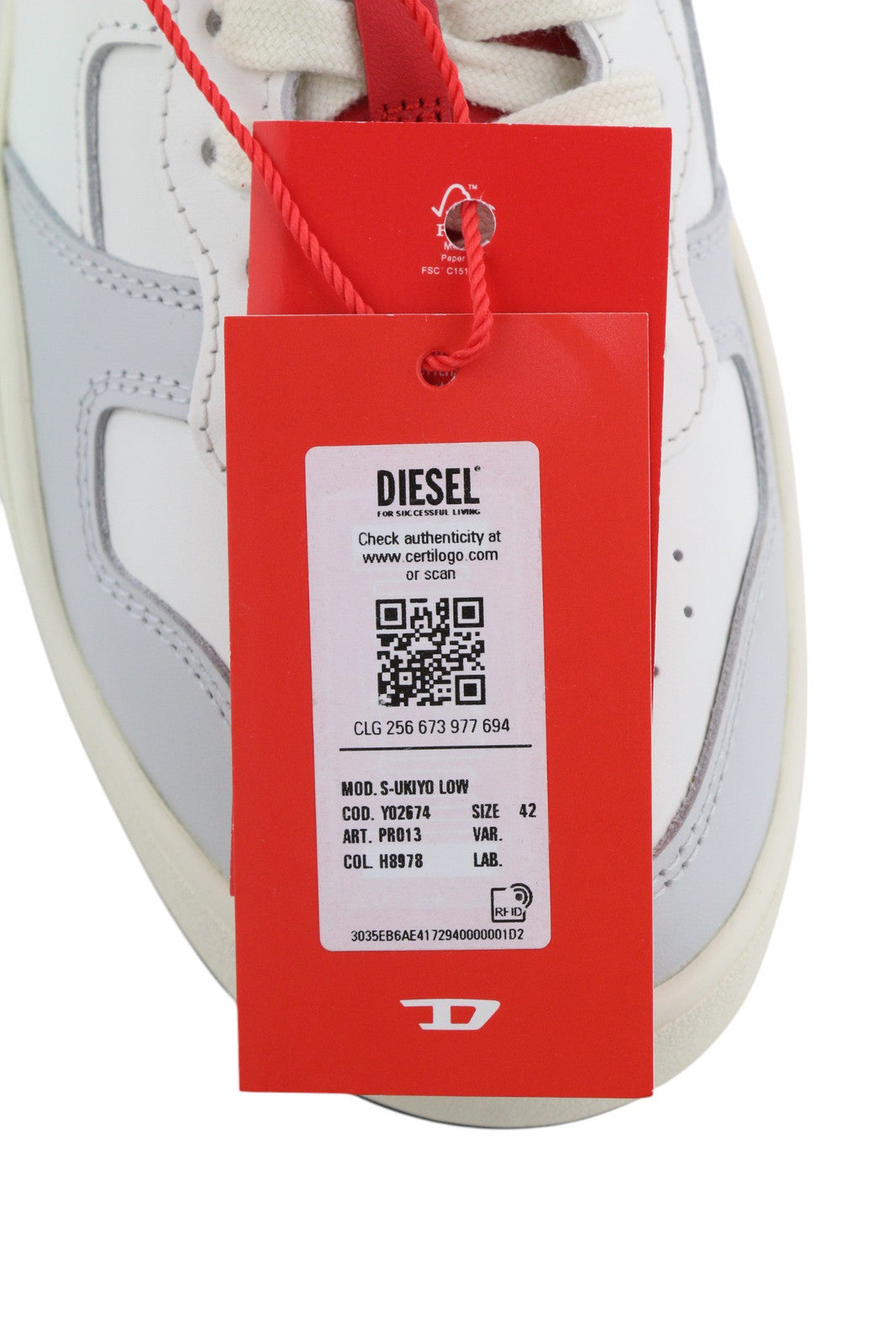 DIESEL S-Ukiyo Low Men Sneakers EU42 Light Cow Leather Lace Up RRP€195 Trainers