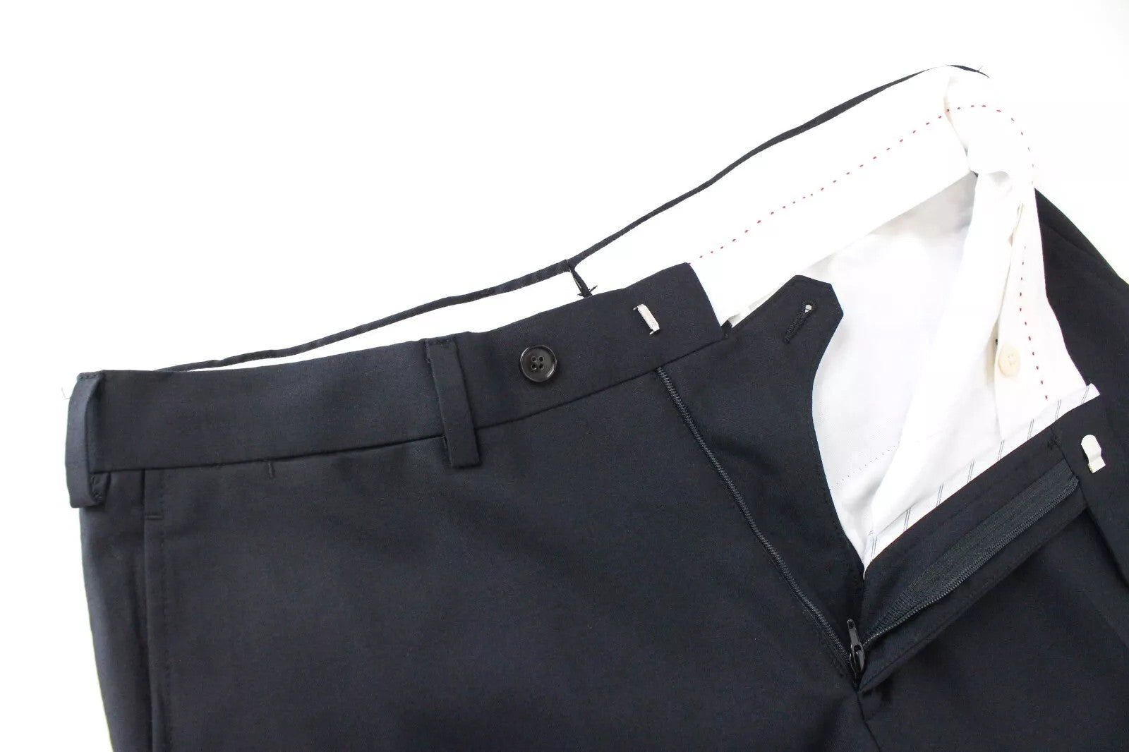 SUITSUPPLY Navy Wool Men Pants UK38R Sienna Pleated Classic Fit Lined