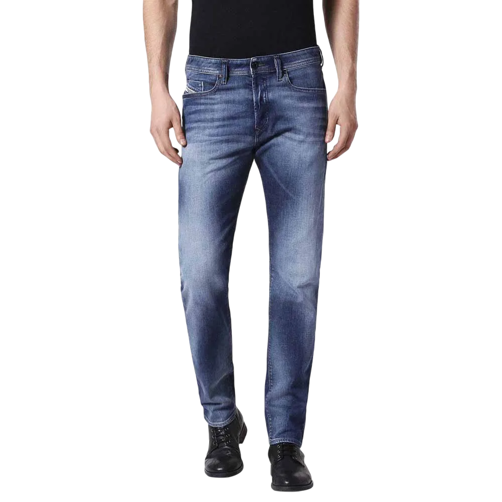 DIESEL Buster 084GR Men Jeans W27/L30 Regular Slim Tapered Stretch Washed Blue