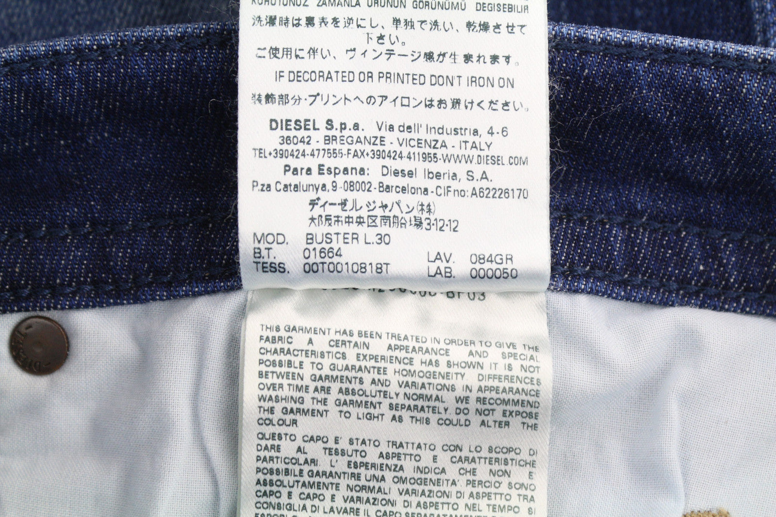 DIESEL Buster 084GR Men Jeans W27/L30 Regular Slim Tapered Stretch Washed Blue