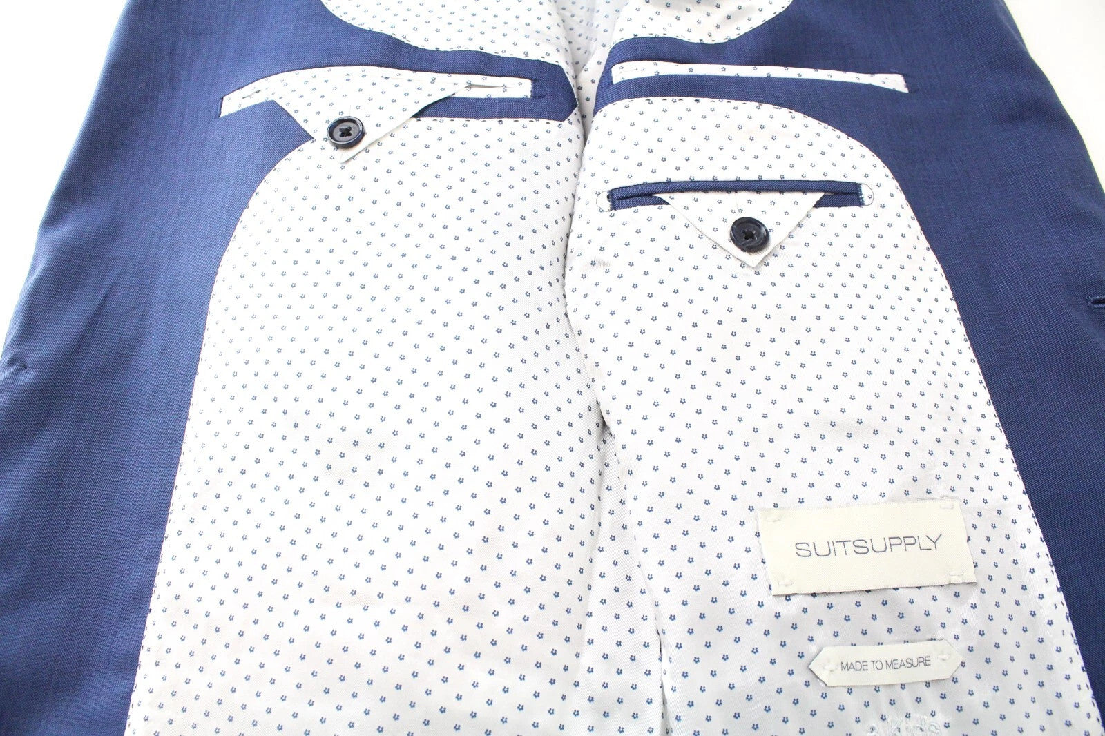 SUITSUPPLY Men Blazer UK44 Blue Lazio Wool Notch Lapel Lined Classic