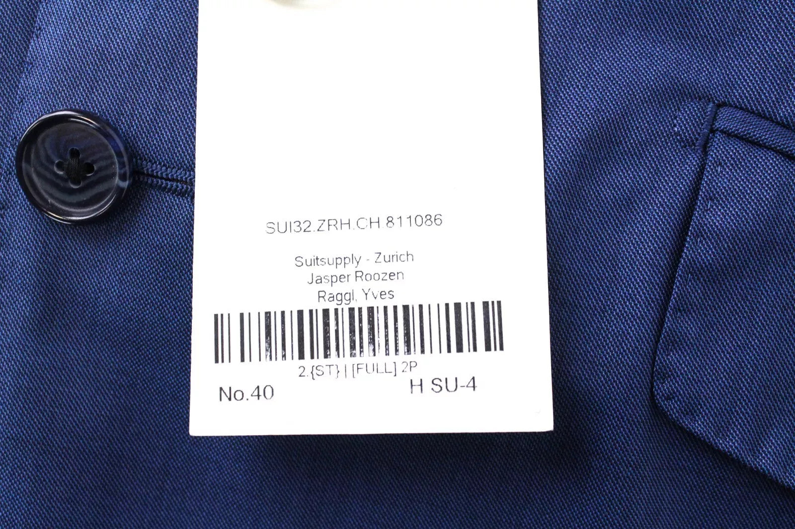 SUITSUPPLY Men Blazer UK44 Blue Lazio Wool Notch Lapel Lined Classic