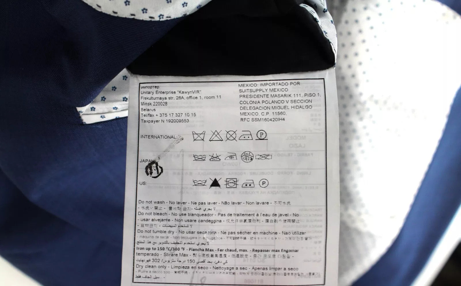 SUITSUPPLY Men Blazer UK44 Blue Lazio Wool Notch Lapel Lined Classic