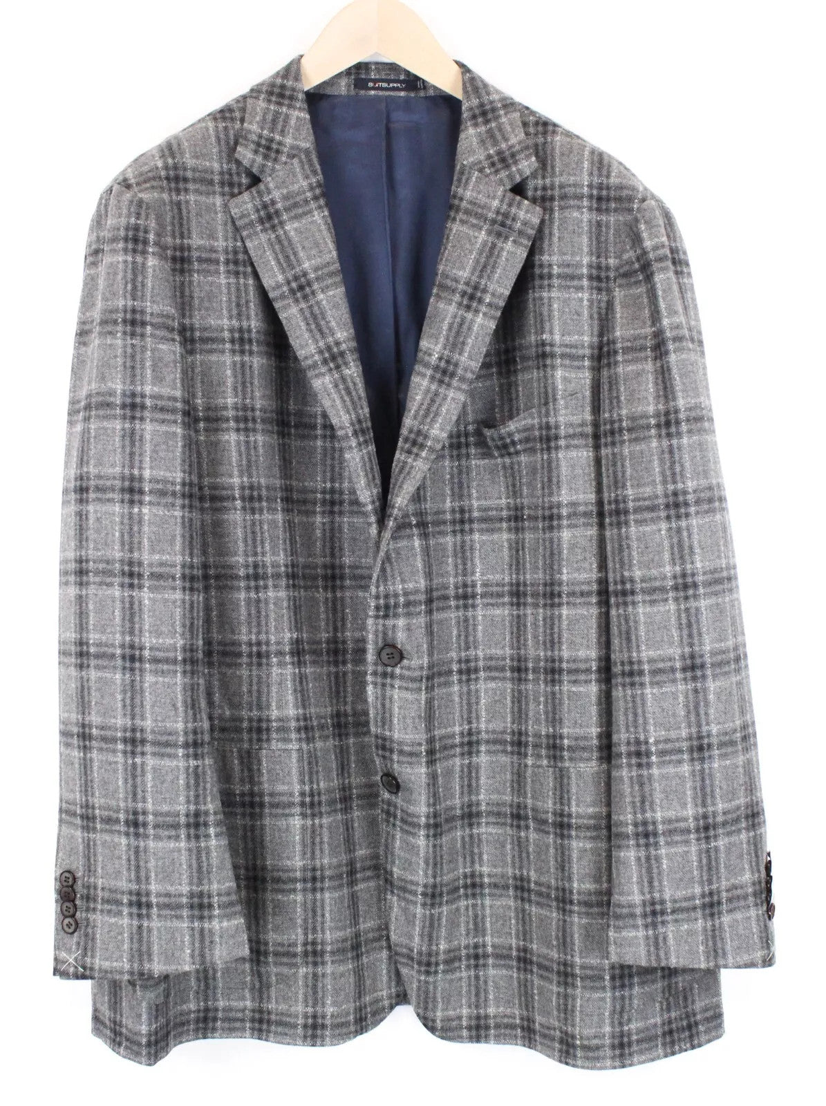 SUITSUPPLY UK54R Blazer Men Grey Checked Havana Wool Cashmere Lined