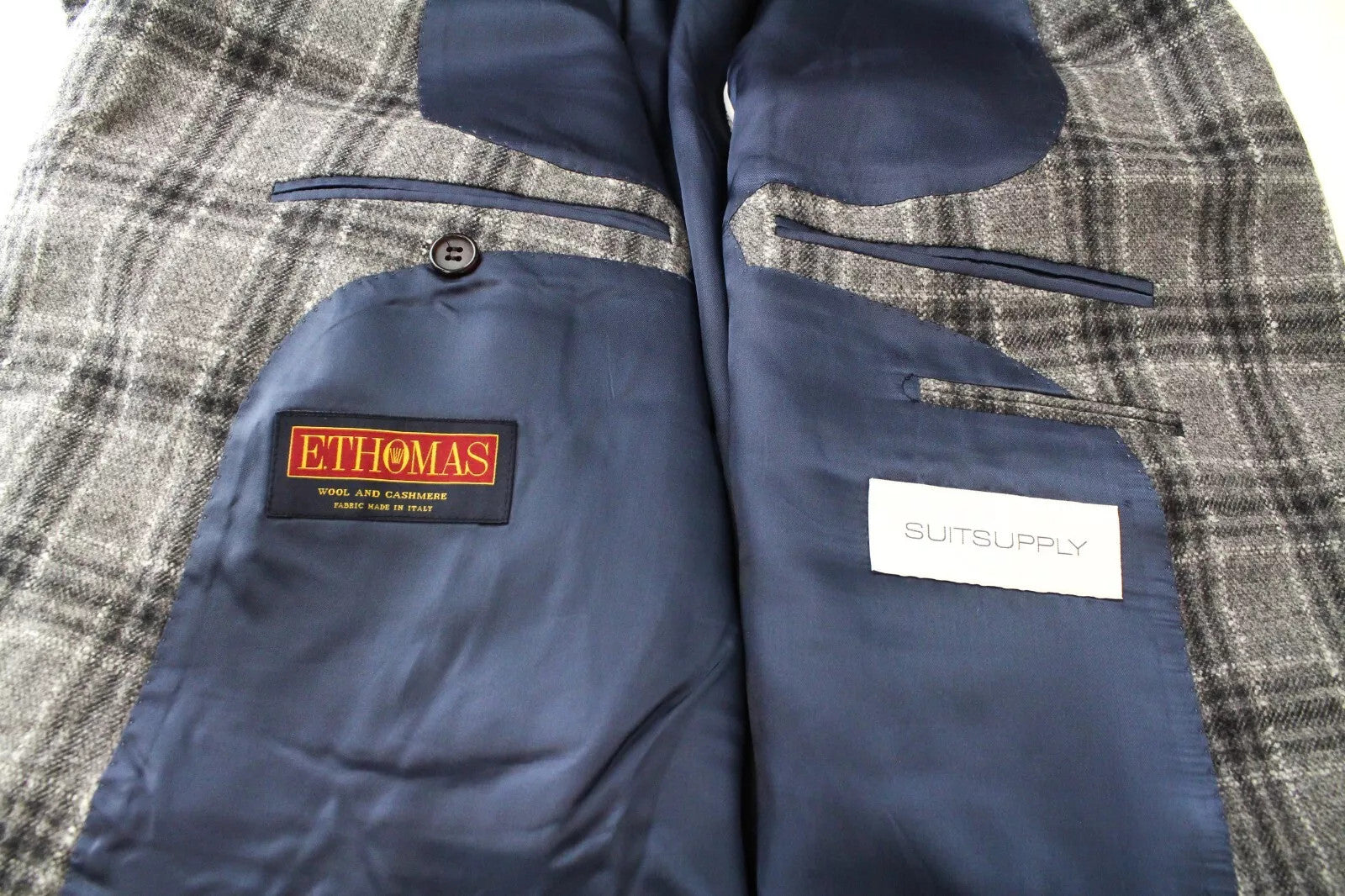 SUITSUPPLY UK54R Blazer Men Grey Checked Havana Wool Cashmere Lined