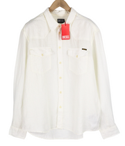 DIESEL S-East-Long-Lin Men Shirt XL Western Linen Buttoned Spread Neck RRP€175