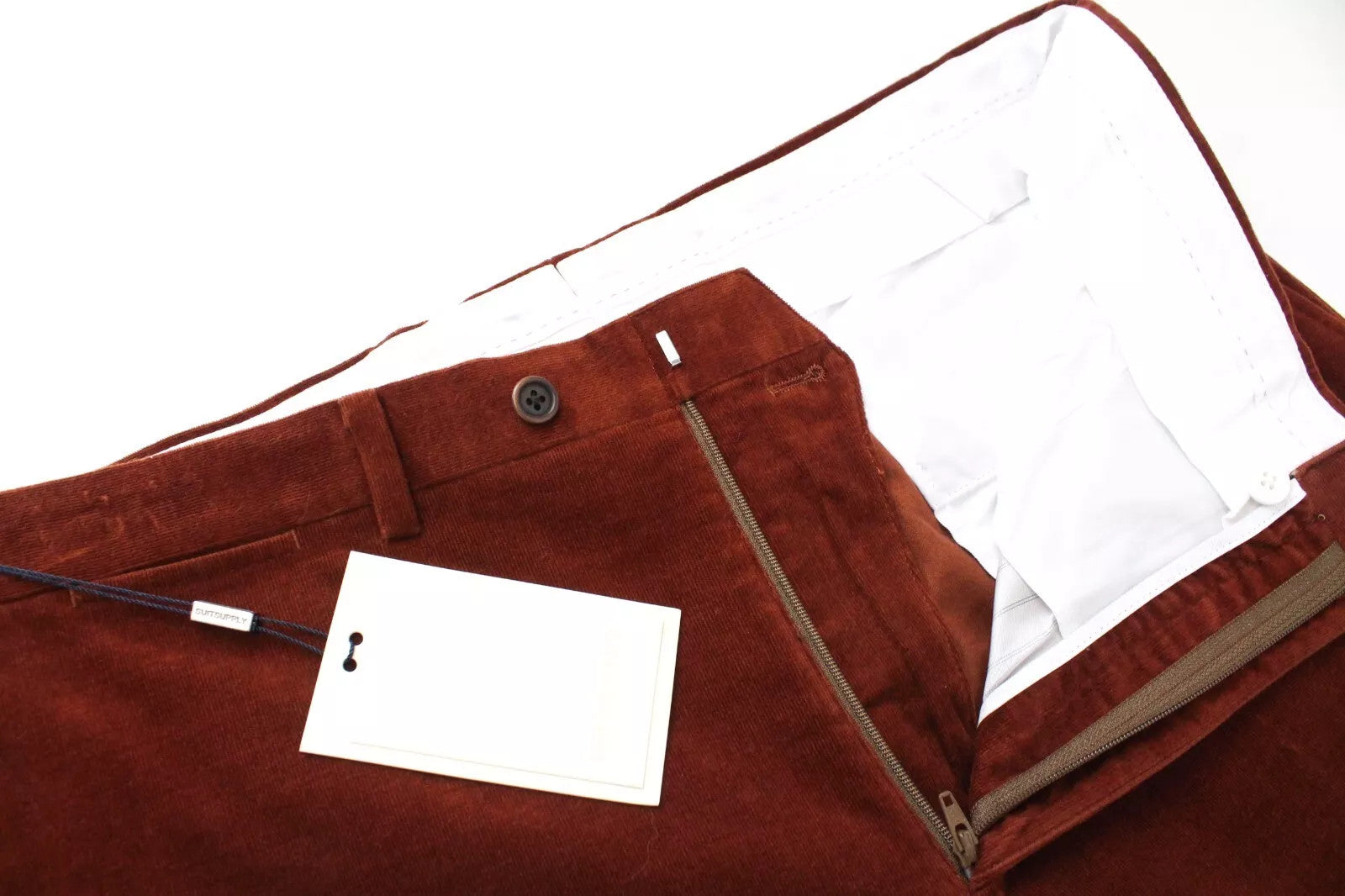 SUITSUPPLY UK44 Trousers Men Brown Corduroy Cotton Stretch Lazio Fit