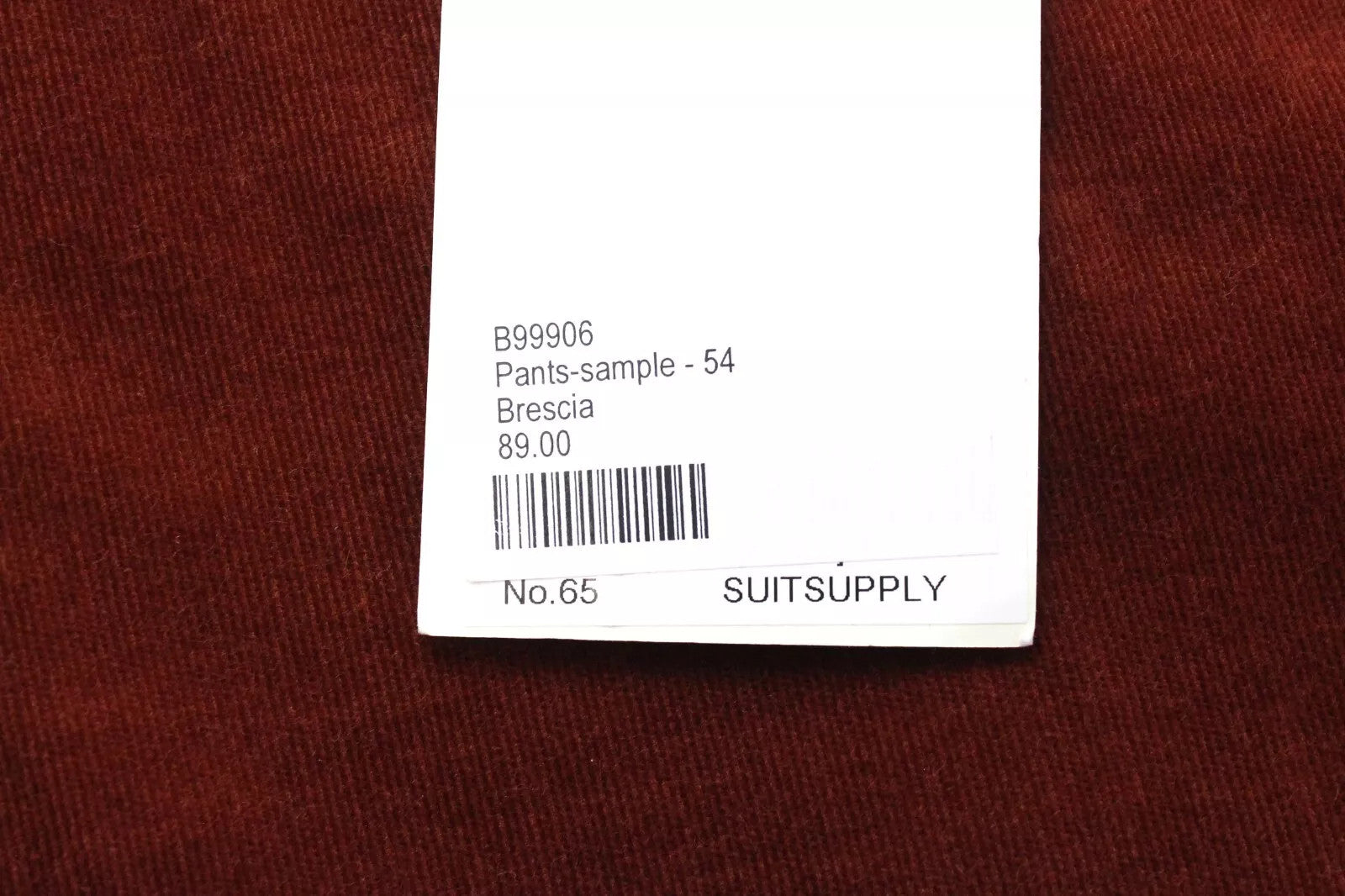 SUITSUPPLY UK44 Trousers Men Brown Corduroy Cotton Stretch Lazio Fit