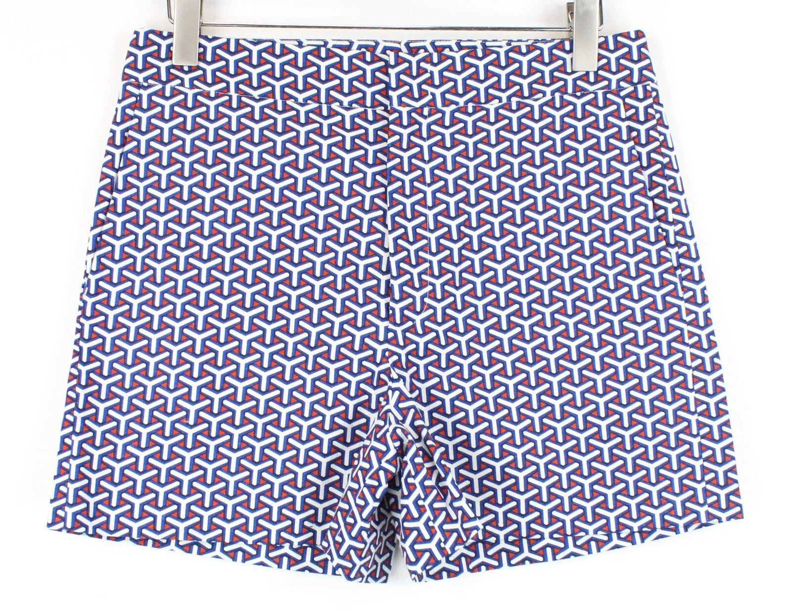SUITSUPPLY Women Shorts 40 Blue Red Summer Pattern Slit Pocket Design
